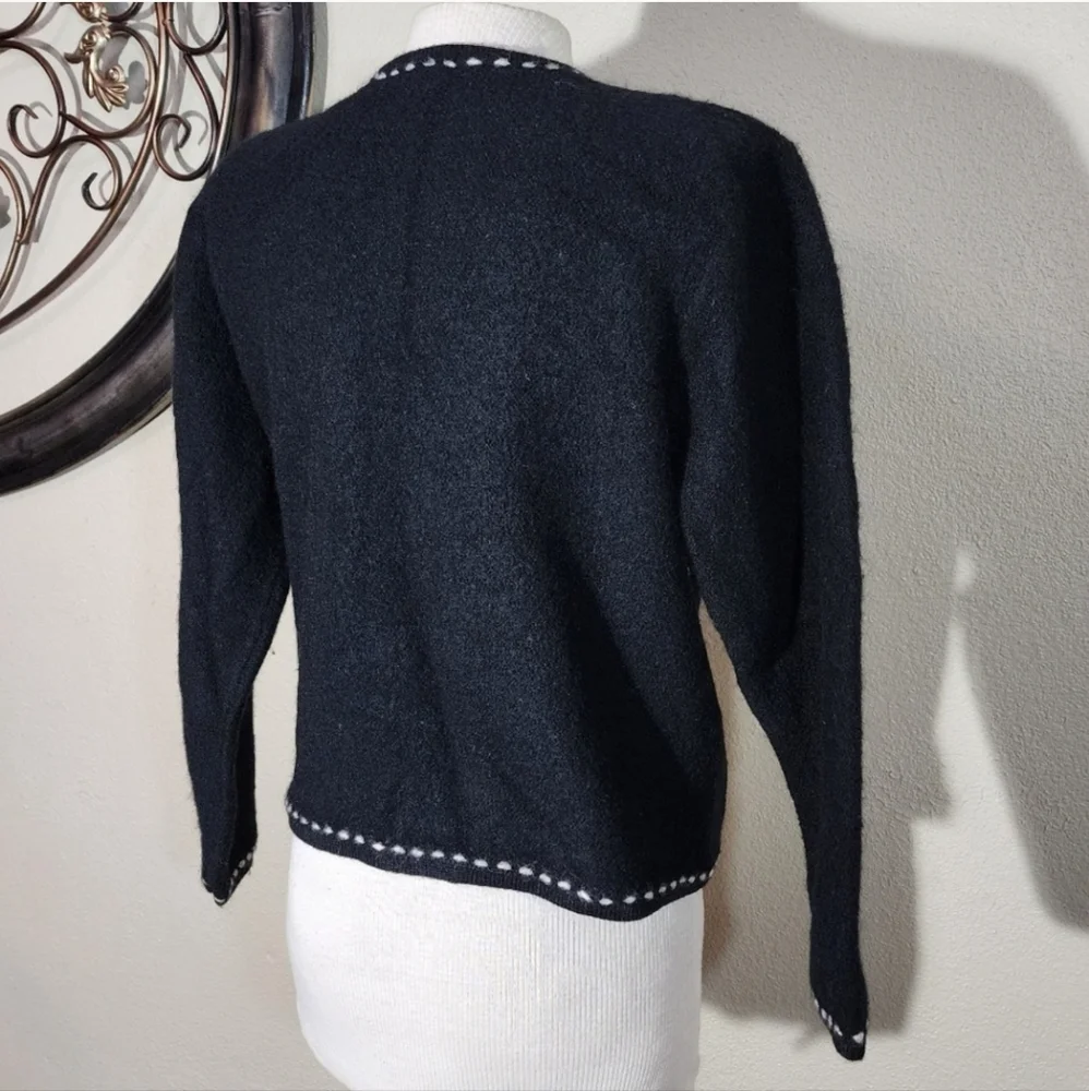 Karen Scott 100% Wool Cardigan Black Size L - Picture 10 of 17